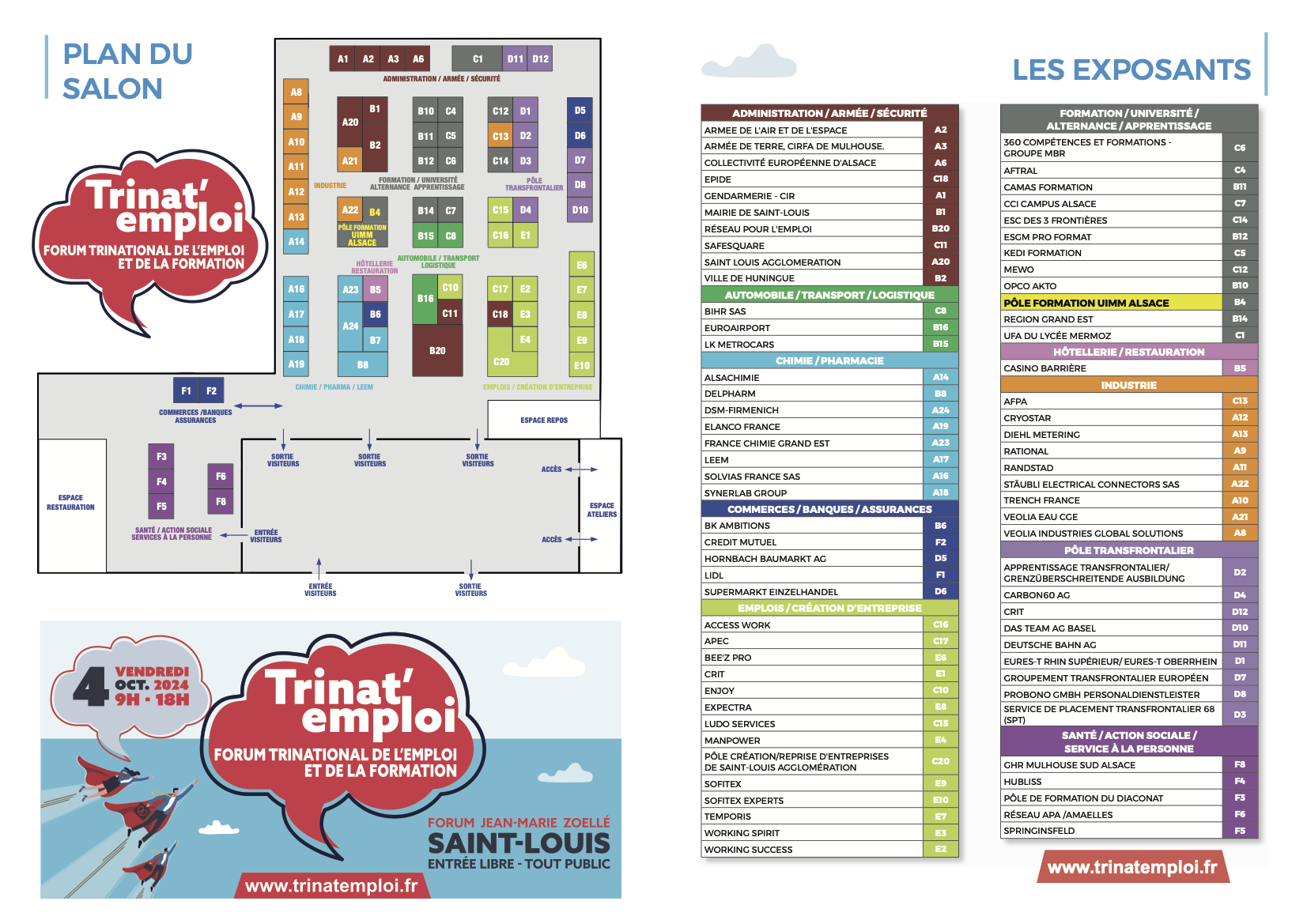 Plan du salon et liste des exposants Trinat'emploi 2024